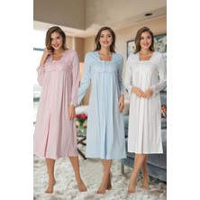 Dantelli Uzun Kol Lohusa Gecelik Effort 7013