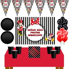 Parti Furyası  Minnie Mouse   70X100 cm  Afişli   24  Kişilik Doğum Günü Parti Malzemeleri