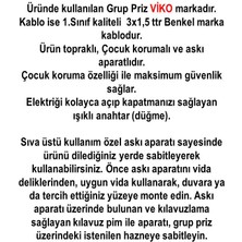 Obukacha 5'li Siyah Anahtarlı Topraklı Çocuk Korumalı Grup Priz 7 Metre (L Fiş)