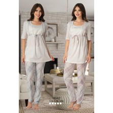 Effortt 8042 Ekoseli Kısa Kol Lohusa Pijama Takım