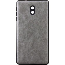 Nokia 3 360 Derece Slim Premium Deri Görünümlü Silikon Kılıf Gri