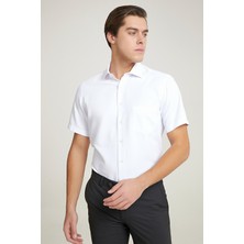 D'S Damat Slim Fit Beyaz Armürlü Gömlek 8HF022111185D
