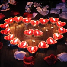Bal10 Dünyası Kalpli Kırmızı Renk 25 Adet Tealight Mum