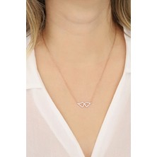 Lia Berto Zirkon Taşlı Melek Kanadı 925 Ayar Gümüş Kolye