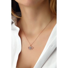 Lia Berto Aqua Taşlı Göz 925 Ayar Gümüş Kolye