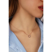 Lia Berto Renkli Taşlı Halka 925 Ayar Gümüş Kolye