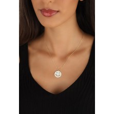 Lia Berto Altın Kaplama Gülen Yüz 925 Ayar Gümüş Kolye