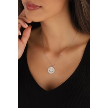 Lia Berto Zirkon Taşlı Gülen Yüz 925 Ayar Gümüş Kolye