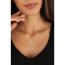 Lia Berto Altın Kaplama Kalp Model 925 Ayar Gümüş Kolye