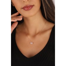Lia Berto Rose Kaplama Zirkon Mekik Taşlı 925 Ayar Gümüş Kolye