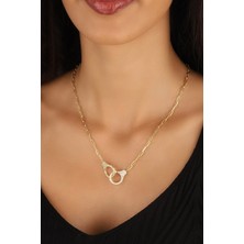 Lia Berto Altın Kaplama Kelepçe Model 925 Ayar Gümüş Kolye