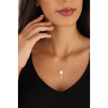 Lia Berto Altın Kaplama Mikrofon Model 925 Ayar Gümüş Kolye