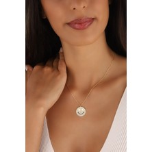 Lia Berto Altın Kaplama Gülen Yüz 925 Ayar Gümüş Kolye