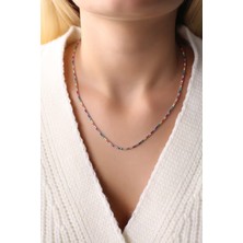 Lia Berto 1.5 mm Renkli Taşlı Su Yolu 925 Ayar Gümüş Kolye