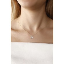 Lia Berto Altın Kaplama Yuvarlak Firuze Gözlü 925 Ayar Gümüş Kolye