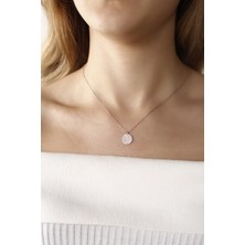 Lia Berto Rose Zirkon Taşlı Pul 925 Ayar Gümüş Kolye