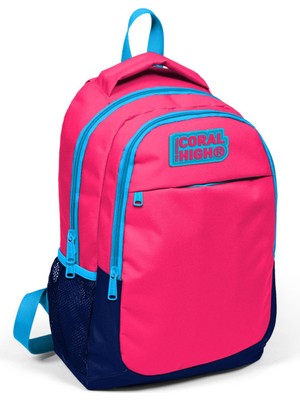 Coral High Kids Neon Mercan-Lacivert Üç Bölmeli Sırt Çantası 14392