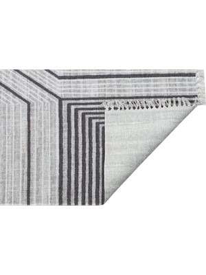 Halı Vagonu Asos As 05 Grey Jüt Hasır Görünümlü Hav Toz Vermez Çift Taraflı Yıkanabilir Kilim