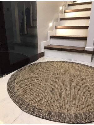 Halı Vagonu Hv-Ssl-9509 Jüt Sisal Bej Kahve Makine Halısı