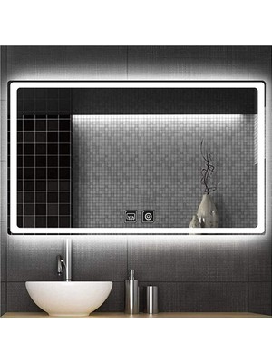 Global Led Mirror 80 x 120 cm Dokunmatik Tuşlu Buğu Çözücü Ledli Banyo Aynası Dekoratif Ayna