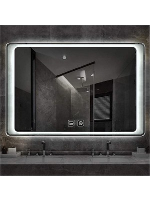Global Led Mirror 70 x 110 cm Dokunmatik Tuşlu Buğu Çözücü Ledli Banyo Aynası Dekoratif Ayna