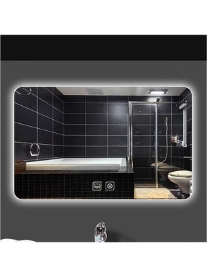 Global Led Mirror 65 x 90 cm Dokunmatik Tuşlu Buğu Çözücü Ledli Banyo Aynası Dekoratif Ayna