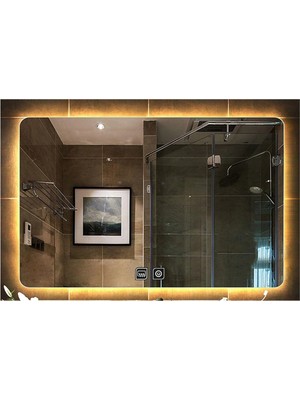 50 x 65 cm Dokunmatik Tuşlu Buğu Çözücü Ledli Banyo Aynası Dekoratif Ayna