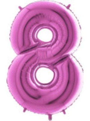 Eğlence Marketi 8 Rakam Pembe Folyo Balon 40 Inç 100 cm