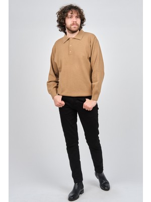 Erkek Lambswool Polo Yaka Kazak 0593147 Camel