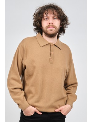 Erkek Lambswool Polo Yaka Kazak 0593147 Camel