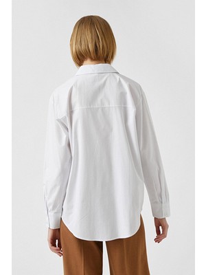 Koton 2YAK62241IW Uzun Kollu Normal Kalıp Beyaz Kadın Gömlek