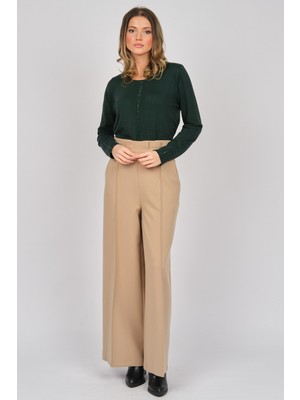 Ekol Kadın Süs Kemerli Bol Paça Pantolon 6055107 Camel
