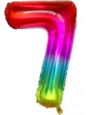 Eğlence Marketi 34'' 80 cm Gökkuşağı Folyo Rakam Balon 7