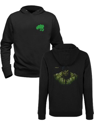 Alfa Tshirt Hulk Tasarım Baskılı Siyah Ön Arka Baskılı Çocuk Sweatshirt