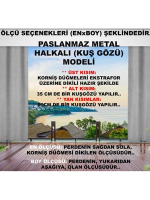 Altın Pamuk Her Ölçüde Enxboy Seçenekli Kuşgözlü Balkon Perdesi-Balkon Brandası Mavi