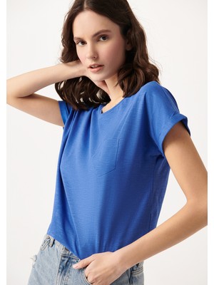 Mavi Kadın Cepli Mavi Basic Tişört 165846-70616