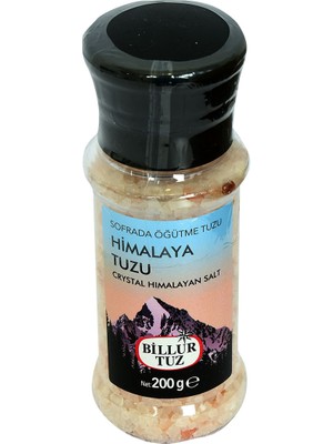 Billur Tuz Sofrada Öğütme Yemeklik Himalaya Kristal Granül Doğal Kaya Tuzu 200 gr Değirmenli