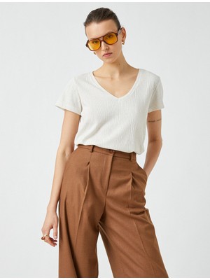 Koton Kadın Kısa Kollu V Yaka Tişört