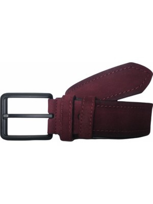 Kar-Pa %100 Deri Süet Bordo Kanvas Pantolon Kemeri 4cm