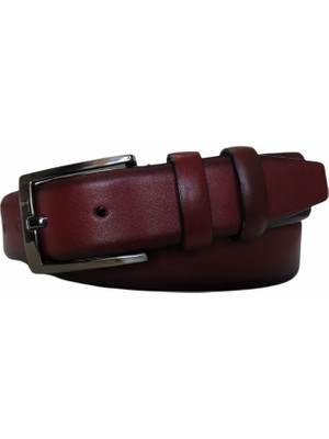 Kar-Pa %100 Deri Bordo Kumaş Pantolon Kemeri 3.5cm