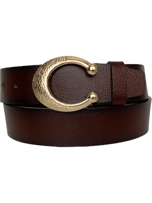 GoDeri  Deri, Gold Tokalı Bordo Kadın Kot Kemeri 4 cm