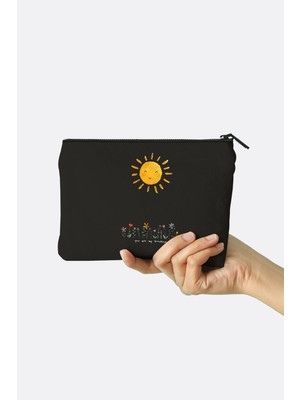 Clutch Gülümseyen Güneş Kanvas Makyaj Çantası