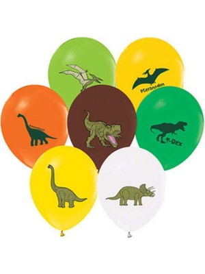 Parti Sürprizi Dinozorlar Karışık Renk Latex Balon 10 Adet