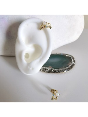 Bylin Cerrahi Çelik Gold Çift Halka Detaylı Piercing - Bar Uzunluğu 6 mm - 1 Adet