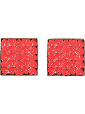 Bal10 Dünyası Sevgililer Günü Kırmızı Kalp Tealight Mum 100 Adet