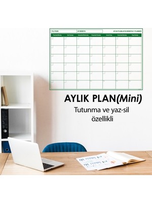 Cengo Pratik Mini Aylık Plan Çizelgesi -56X85 cm Kağıt Tahta + Doldurulabilir Silgili Tahta Kalemi Hediye