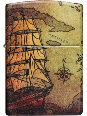 Zippo Çakmak Premium Tasarım Rüzgar Geçirmez Pirate Ship 540 Matte Hediye Seçeneğiyle