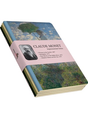 Retronote Claude Monet 4'lü Defter Seti  Impressionism Series  Çizgisiz  64 Sayfa  10,5X14CM