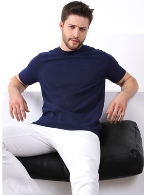 Ferraro Saks/siyah Kuşgözü Desenli Bisiklet Yaka Erkek Triko T-Shirt