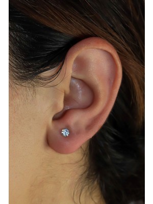 Midyat Nurtaş Gümüş Oval Model Zirkon Gümüş Küpe (S) 201020191